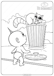 The incredibles coloring pages | mr. The Incredibles Jack Jack And Racoon Coloring Pages