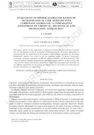 Pdf Evaluation Of Binder Aggregate Ratios In Archaelogical Lime Mortars With Carbonate Aggregate A Comparative Assessment Of Chemical Mechanical And Microscopic Approaches