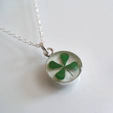 Real Four Leaf Clover Necklace Four Leaf Clover Necklace Personalized Sterling Silver Jewelry Clover Jewelry