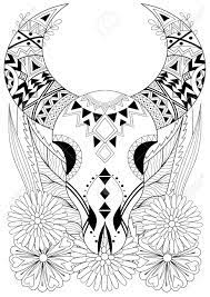 Trail of colors for adults. Stylized Animal Skull With Flowers Hand Drawn Ethnic Animal Royalty Free Cliparts Vectors And Stock Illustration Image 64924789