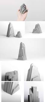 Personalized Concrete Mountain Bookends Desk Art Office Home Decoration Display Concrete Diy Concrete Crafts Concrete Art