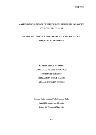 Vot 78730 Mathematical Model Of Speech Intelligibility In