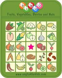 Fruits And Vegetables Bingo Game Bingo Games Bingo Vegetables