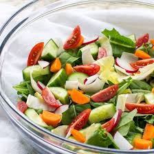 A salad is a dish consisting of mixed pieces of food, typically with at least one raw ingredient. Garden Salad Gorin