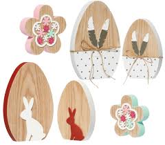 Als dekoration oder als geschenkidee. 6 Teiliges Oster Deko Set Aus Holz Bestehend Aus Real De