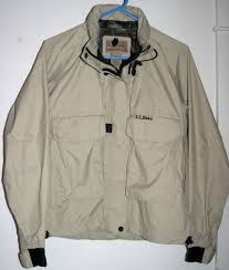 Details About Ll Bean Paclite Shell Gore Tex Waterproof Wading Fishing Jacket Tan Hood Small