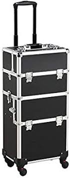 amazon com yaheetech 3 in 1 makeup case aluminum rolling train case large cosmetic organizer makeup trolley wh makeup organization makeup case makeup trolley