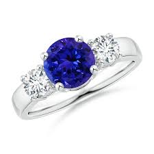 Classic Tanzanite And Diamond Three Stone Engagement Ring Three Stone Engagement Rings Stone Engagement Rings Tanzanite Diamond Ring