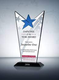 Employee of the year award. Crystal Star Employee Of The Year Award Certificate Templates Diy Awards Award Plaque