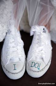 Diy Bride Sneakers Craft With Bling For Her Wedding Recipe Diy Wedding Shoes Bride Sneakers Wedding Sneakers