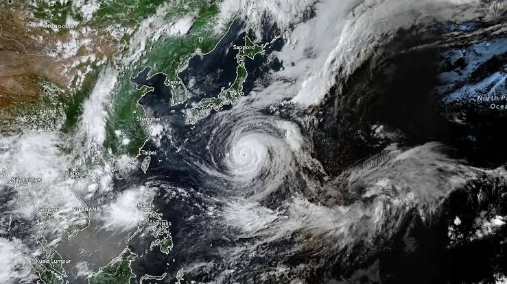 Satellite infrared tracking map of Typhoon Dolphin 2026 moving across the Pacific Ocean
