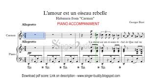 Habanera Carmen Karaoke Piano L Amour Est Un Oiseau Rebelle Youtube