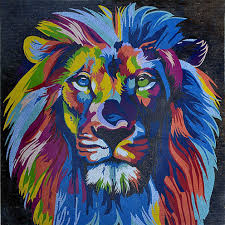 Modern Mosaic Art Colorful Lion Head Colorful Lion Lion Painting Lion Mural
