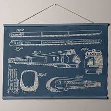 Vintage Train Blueprint Art Train Decor Blueprint Art Vintage Train