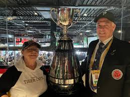 Two Sherwood alumni meeting up at Grey Cup....Official Grey Cup Handler Tom  Chalmers & Karen Riess (Ironside)