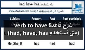 شرح قاعدة verb to have متى نستعمل had have has verb to have verb subjects