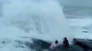 Shocking Moment Tourist Is Swept Away By A Sudden Deadly Wave