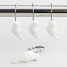 White Bird Shower Curtain Hooks Set Of 12 By World Market Cortinas De Chuveiro Passaro