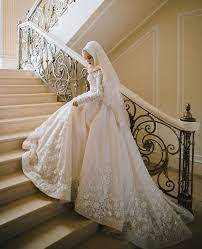 China Long Sleeves Muslim Bridal Ball Gown Lace Hijab Wedding Dresses L1027 China Wedding D Muslim Wedding Gown Muslimah Wedding Dress Muslim Wedding Dresses