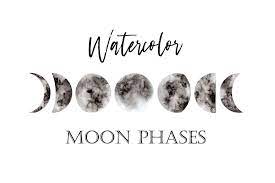 Moon Phases Watercolor Clipart Png Digital Clip Art Full Moon Phase Print Wall Art Decor Poster Magical Graphics Watercolor Moon Moon Phases Moon Painting