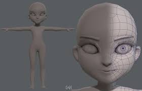 Base Mesh Girl Characterv02 3d Model Desenho De Bonequinhas Desenho
