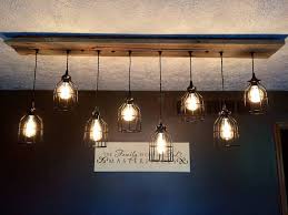 325 Reclaimed Wood Industrial Cage Pendant Chandelier Industrial Farmhouse Lighting Wood Chandelier Rustic Lighting