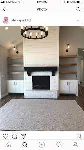How to build a modern farmhouse floating mantel. Shiplap Fireplace With Built Ins And Vaulted Ceiling In Living Room Shiplapfirepla Farm House Living Room Fireplace Built Ins Shiplap Fireplace With Built Ins