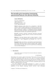 But yeah, this is something that i've been wanting to do for a couple of years now. Pdf The Benefits Grid Translating Motorsports Sponsorship Features Into Sponsor Benefits