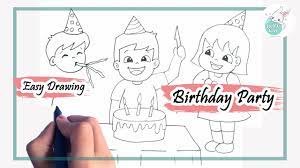 Can you draw a cake at a birthday party? How To Draw Celebrating Birthday Party Easy Drawing Tutorial For Beginners Youtube