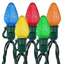 Maybe you would like to learn more about one of these? C7 Multicolor Christmas Led String Lights Slim Base 17ft 25 Retro Faceted Bulbs Green Wire Multi Color Red Yellow Orange Blue Green Super Bright Leds