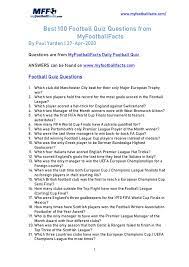 Football multiple choice questions and answers mcq multiple choice questions and answers on football trivia quiz. Football Quiz Questions Myfootballfacts Quiz Premier League Teams Football Trivia Questions
