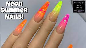 Nail art from the nails magazine nail art gallery, acrylic, acrylic nails, colored acrylic, colorful nails, neon colors, neon pink, neons, neon green, purple, abstract, abstract design, abstract nails Neon Summer Acrylic Nails Nail Sugar Nailchemy Youtube