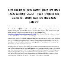 Please verify that you are human and not a software(automated bot). Free Fire Hack 2020 Latest Pdf Docdroid