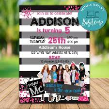 Join us for fun learning activities, videos, and games for girls! Printable Project Mc2 Invitation Template Instant Download Bobotemp