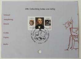 Natürlich muss eine briefmarke drauf. Brd 2003 Briefmarke 200 Geburtstag Justus Von Liebig Est Minr 2337 Aufgeklebt Ebay
