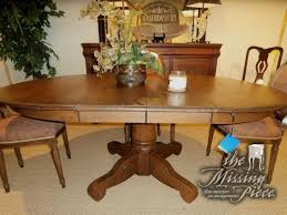 Vintage Solid Oak Pedestal Dining Room Table With 2 20 Leaves Measures 50 Round Just Add Pedestal Dining Room Table Dining Room Table Oval Table Dining