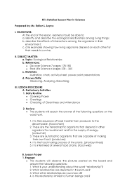 Doc Lesson Plan About Symbiotic Relationship Gemma Ramos