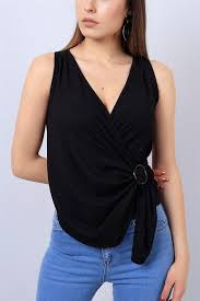 19 95 Tl Siyah Kruvaze Yaka Bayan Bluz 13691b Modamizbir Bluz Mankenler Siyah