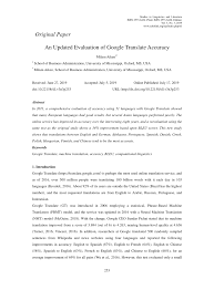 Pdf An Updated Evaluation Of Google Translate Accuracy