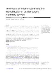 Https Www Emerald Com Insight Content Doi 10 1108 Jpmh 02 2019 0023 Full Pdf Title The Impact Of Teacher Well Being And Mental Health On Pupil Progress In Primary Schools