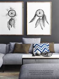 Black And White Dream Catcher Wall Art Gray Dream Catcher Set Of 2 Native American Abstract Art Print Feather Wall Decor Dreamcatcher Black White Drawing Blue Home Decor Flower Prints Art Decor