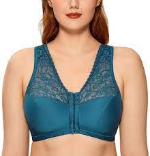 Calvena Women S Front Closure Bra Full Coverage Wirefree Lace Plus Size Bra Racerback Peace Mazarine 42f Shopstyle