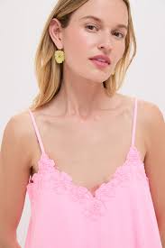 Pink Grapefruit Poplin V-Neck Midi Dress