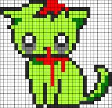 Zombie Kitty Perler Bead Pattern Pixel Art Grid Pixel Art Pattern Perler Bead Art