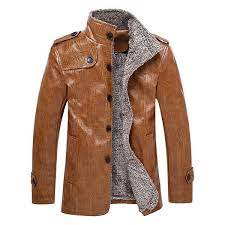 Plus Size Faux Leather Jacket Windproof Water Repellent Fleece Motorcycle Jacket For Men Long Coat Men Pilot Leather Jacket Winter Leather Jackets