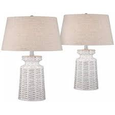 Get it as soon as wed, aug 11. 360 Lighting Helene Country Cottage Table Lamps Set Of 2 Ceramic Rustic White Glaze Linen Shade For Living Room Family Bedroom Bedside