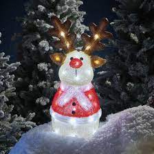 Led Acrylic Deer With Red Coat Christmas Decorations Festive Ornaments Christmas Bulbs