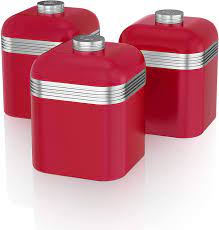 Household essentials kitchen & dining holiday shop luggage home sports & outdoors target amici home blue rose pottery demdaco eforcity. Amazon Com Swan Swka1020rn Retro Set Of 3 Canisters Red Kitchen Dining