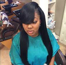 Finished with a gorgeous high topknot, this look is ready for the party. Top 10 Image Of Side Part Sew In Hairstyles Chester Gervais