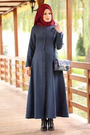 Pardesu Dugmeli Kase Pardesu Bh2504 Indigo Modele Hijab Vetements